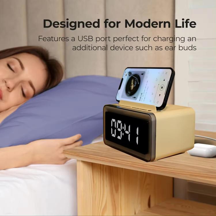 P14 Clock Alarm 10W Intelligent Wireless Charger LED Light Bluetooth Speaker(White) - Desktop Speaker by buy2fix | Online Shopping UK | buy2fix