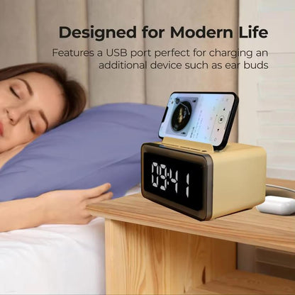 P14 Clock Alarm 10W Intelligent Wireless Charger LED Light Bluetooth Speaker(White) - Desktop Speaker by buy2fix | Online Shopping UK | buy2fix