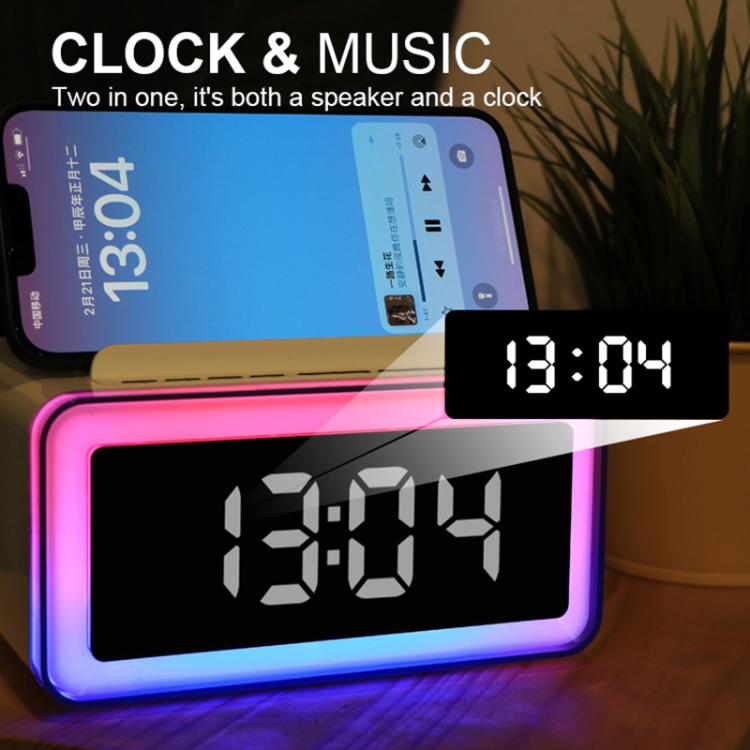 P14 Clock Alarm 10W Intelligent Wireless Charger LED Light Bluetooth Speaker(White) - Desktop Speaker by buy2fix | Online Shopping UK | buy2fix