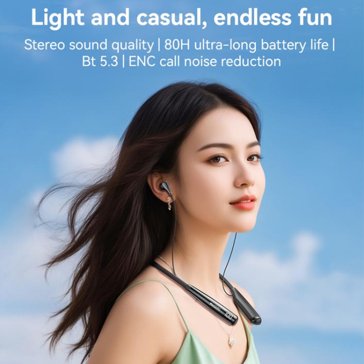 Yesido YSP22 Digital Display Magnetic Neckband Bluetooth Earphone(Black) - Neck-mounted Earphone by Yesido | Online Shopping UK | buy2fix