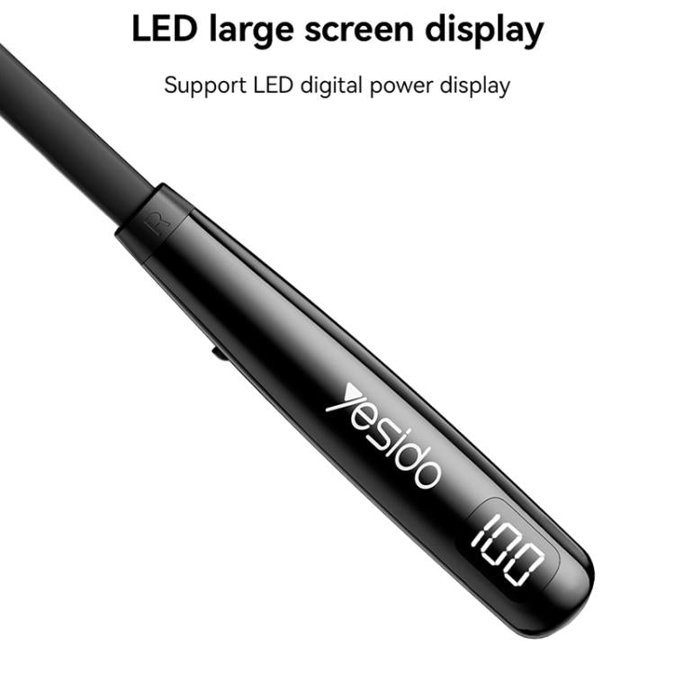 Yesido YSP22 Digital Display Magnetic Neckband Bluetooth Earphone(Black) - Neck-mounted Earphone by Yesido | Online Shopping UK | buy2fix