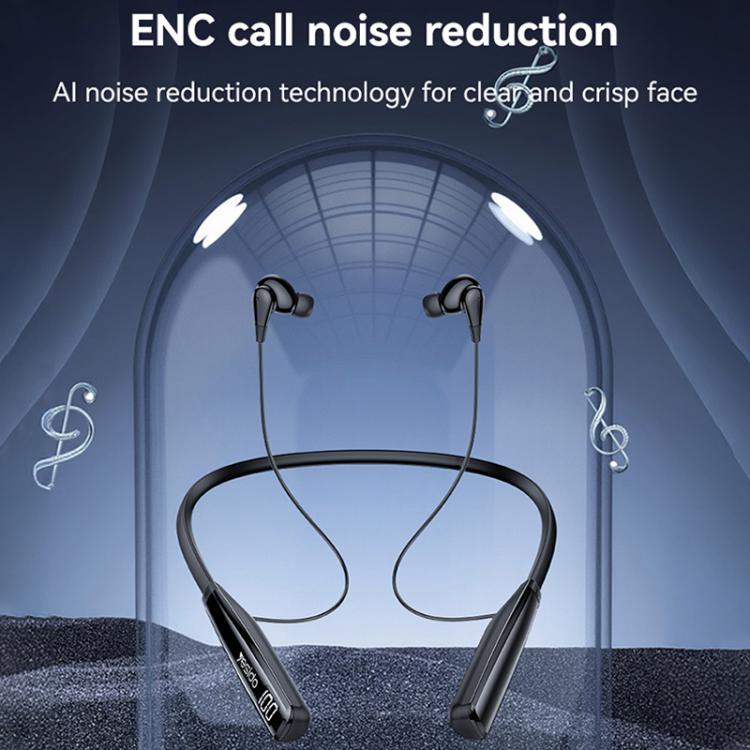 Yesido YSP22 Digital Display Magnetic Neckband Bluetooth Earphone(Black) - Neck-mounted Earphone by Yesido | Online Shopping UK | buy2fix