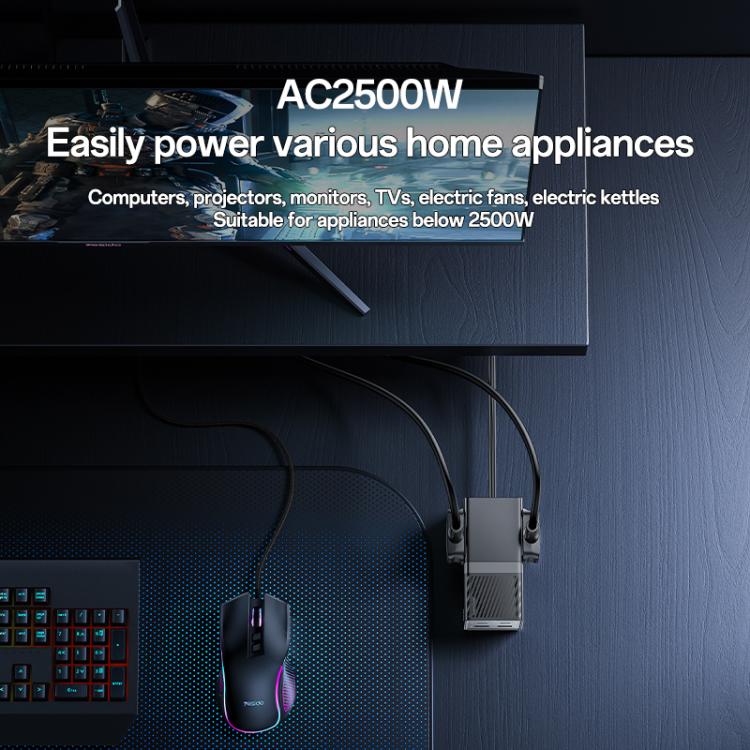 Yesido MC37 40W 6 In 1 Dual Type-C and Dual USB-A with 2 Socket Desktop GaN Power Socket Power Strip, UK Plug(Black) - Multifunction Charger by Yesido | Online Shopping UK | buy2fix