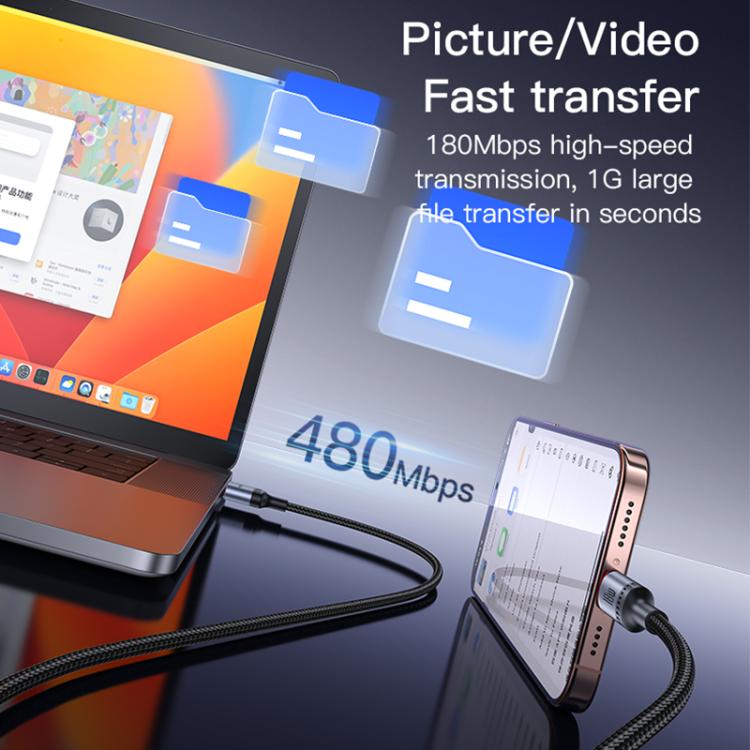 Yesido CA129C 18W 3A USB to USB-C / Type-C Charging Data Cable, Length: 1.2m(Black) - USB-C & Type-C Cable by Yesido | Online Shopping UK | buy2fix