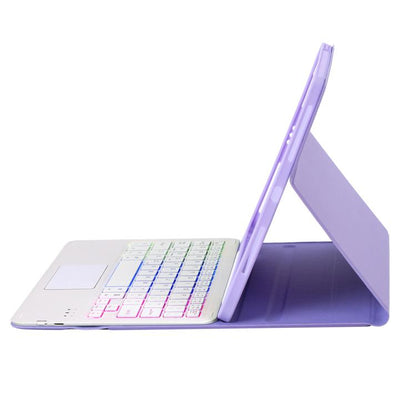 For iPad Air 2022&2020 / Pro 11 2021&2020&2018 Lambskin Pen Slot Touch Pad Backlight Bluetooth Keyboard Leather Tablet Case(Purple) - For iPad Pro by buy2fix | Online Shopping UK | buy2fix