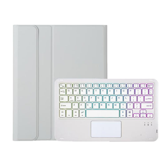 For iPad Air 2022&2020 / Pro 11 2021&2020&2018 Lambskin Pen Slot Touch Pad Backlight Bluetooth Keyboard Leather Tablet Case(Grey) - For iPad Pro by buy2fix | Online Shopping UK | buy2fix