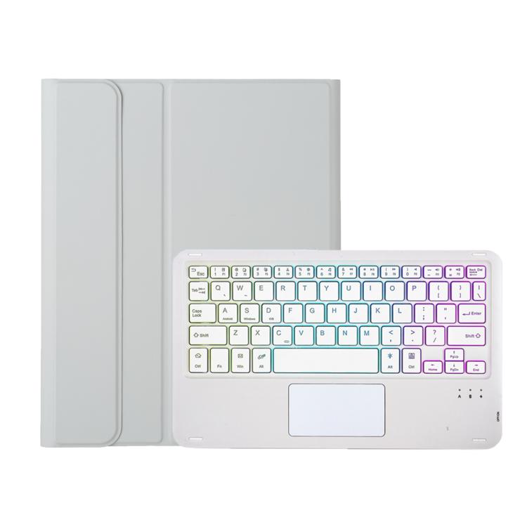 For iPad 9.7 2018&2017 / Pro 9.7 / Air 2 Lambskin Pen Slot Touch Pad Backlight Bluetooth Keyboard Leather Tablet Case(Grey) - For iPad Air by buy2fix | Online Shopping UK | buy2fix