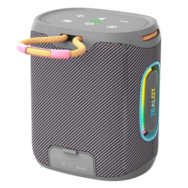 Zealot S122 25W High Power IPX6 Waterproof Outdoor RGB Light Bluetooth Speaker(Grey) - Desktop Speaker by ZEALOT | Online Shopping UK | buy2fix