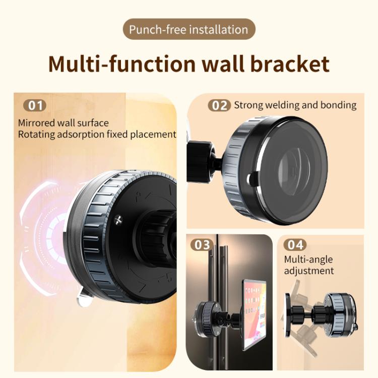 CTT26 Foldable Vacuum Magnetic Suction Cup Kitchen Phone Holder(Black) - Desktop Holder by buy2fix | Online Shopping UK | buy2fix