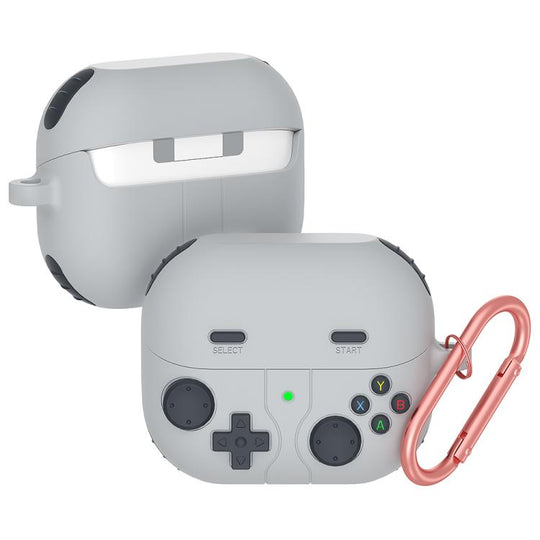 For Samsung Galaxy Buds3 FE Retro Game Console Style Silicone Earbuds Case(Light Grey)