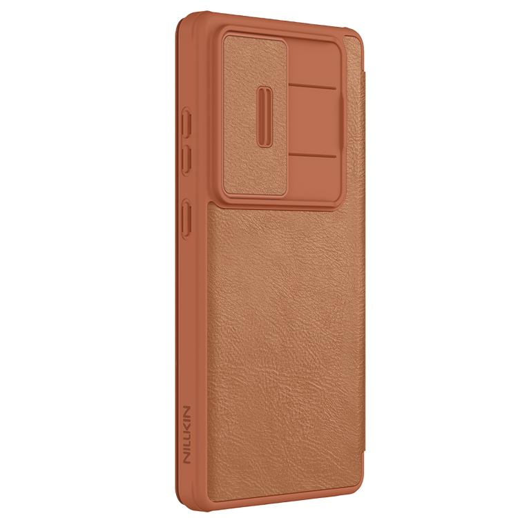 For Samsung Galaxy S25 Ultra 5G NILLKIN QIN Series Pro Sliding Camera Cover Design Leather Phone Case(Brown) - Galaxy S25 Ultra 5G Cases by NILLKIN | Online Shopping UK | buy2fix