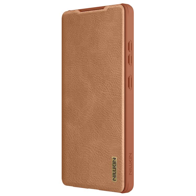 For Samsung Galaxy S25 Ultra 5G NILLKIN QIN Series Pro Sliding Camera Cover Design Leather Phone Case(Brown) - Galaxy S25 Ultra 5G Cases by NILLKIN | Online Shopping UK | buy2fix