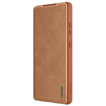 For Samsung Galaxy S25 Ultra 5G NILLKIN QIN Series Pro Sliding Camera Cover Design Leather Phone Case(Brown) - Galaxy S25 Ultra 5G Cases by NILLKIN | Online Shopping UK | buy2fix