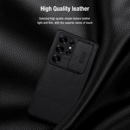 For Samsung Galaxy S25 Ultra 5G NILLKIN QIN Series Pro Sliding Camera Cover Design Leather Phone Case(Brown) - Galaxy S25 Ultra 5G Cases by NILLKIN | Online Shopping UK | buy2fix