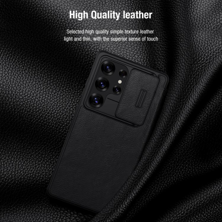 For Samsung Galaxy S25 Ultra 5G NILLKIN QIN Series Pro Sliding Camera Cover Design Leather Phone Case(Black) - Galaxy S25 Ultra 5G Cases by NILLKIN | Online Shopping UK | buy2fix