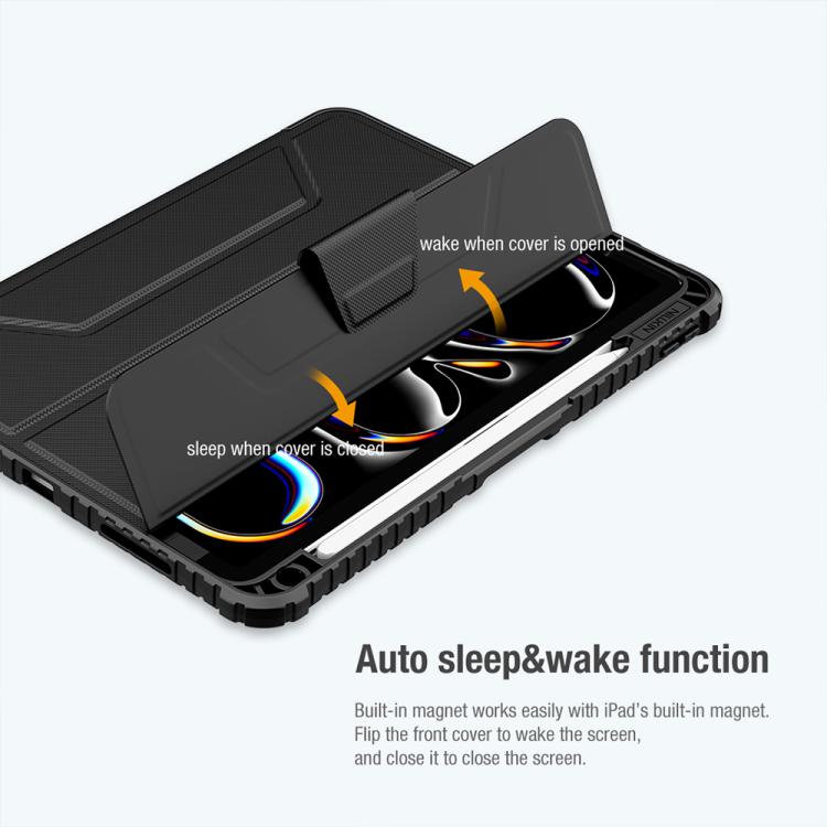 For iPad Air 11 2024 / 2025 NILLKIN Bumper Pro Folding Style Tablet Leather Case(Grey) - iPad Air 11 2025 / 2024 Cases by NILLKIN | Online Shopping UK | buy2fix