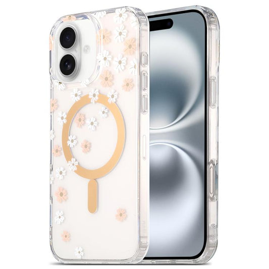 For iPhone 17 Dual-side Laminating IMD MagSafe Phone Case(Pink and White Daisy) - iPhone 17 Cases by buy2fix | Online Shopping UK | buy2fix