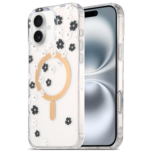 For iPhone 17 Dual-side Laminating IMD MagSafe Phone Case(Black and White Daisy) - iPhone 17 Cases by buy2fix | Online Shopping UK | buy2fix