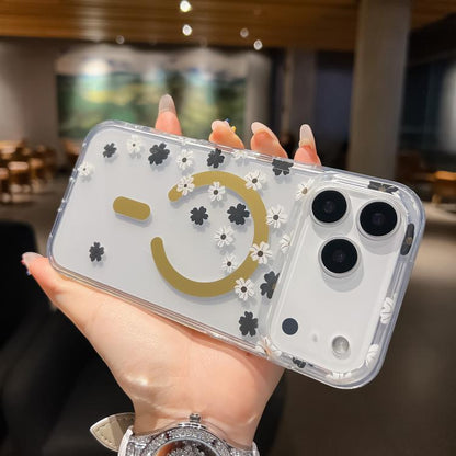 For iPhone 17 Pro Dual-side Laminating IMD MagSafe Phone Case(Black and White Daisy) - iPhone 17 Pro Cases by buy2fix | Online Shopping UK | buy2fix