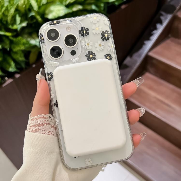 For iPhone 17 Pro Max Dual-side Laminating IMD MagSafe Phone Case(Black and White Daisy) - iPhone 17 Pro Max Cases by buy2fix | Online Shopping UK | buy2fix