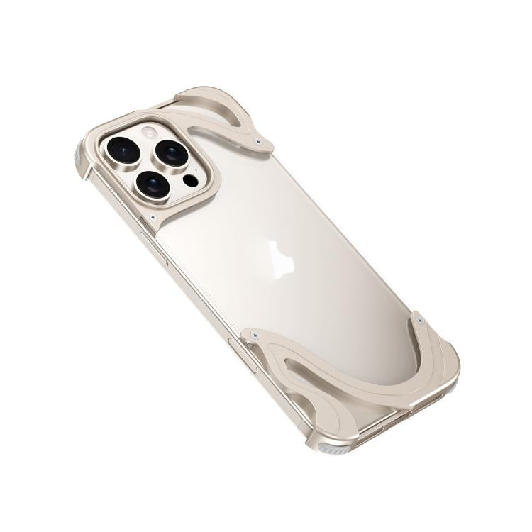 For iPhone 15 Pro Dolphin Metal Hybrid PC Transparent Back Panel Phone Case(Titanium) - iPhone 15 Pro Cases by buy2fix | Online Shopping UK | buy2fix