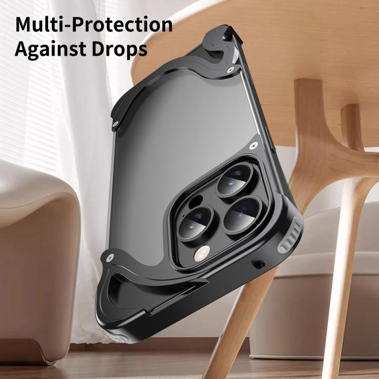 For iPhone 16 Pro Max Dolphin Metal Hybrid PC Transparent Back Panel Phone Case(Gold) - iPhone 16 Pro Max Cases by buy2fix | Online Shopping UK | buy2fix