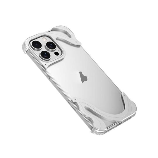 For iPhone 14 Pro Dolphin Metal Hybrid PC Transparent Back Panel Phone Case(Silver)