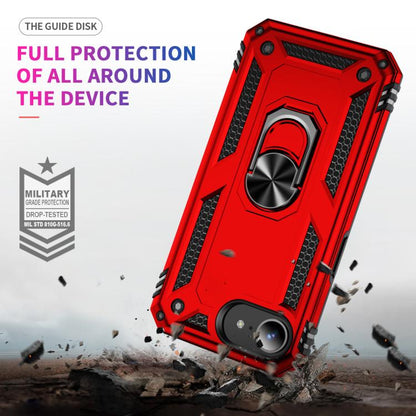 For iPhone 16e Shockproof TPU Hybrid PC Phone Case with Holder(Red) - iPhone 16e Cases by buy2fix | Online Shopping UK | buy2fix