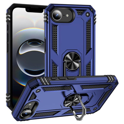 For iPhone 16e Shockproof TPU Hybrid PC Phone Case with Holder(Blue) - iPhone 16e Cases by buy2fix | Online Shopping UK | buy2fix