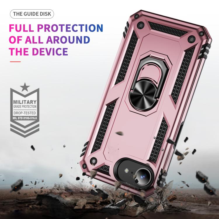 For iPhone 16e Shockproof TPU Hybrid PC Phone Case with Holder(Rose Gold) - iPhone 16e Cases by buy2fix | Online Shopping UK | buy2fix