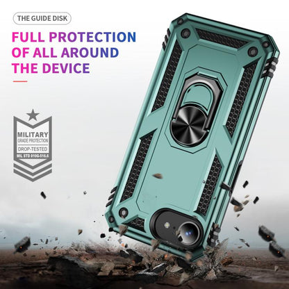 For iPhone 16e Shockproof TPU Hybrid PC Phone Case with Holder(Dark Green) - iPhone 16e Cases by buy2fix | Online Shopping UK | buy2fix