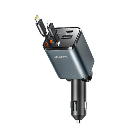 JOYROOM CCL05 4 in 1 Retractable Cable Car Charger(Dark Gray) - Car Charger by JOYROOM | Online Shopping UK | buy2fix