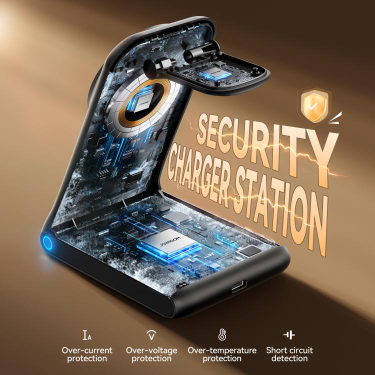 JOYROOM JR-W15 3 in 1 Magnetic Wireless Charging Phone Holder(Black) - Wireless Charger by JOYROOM | Online Shopping UK | buy2fix