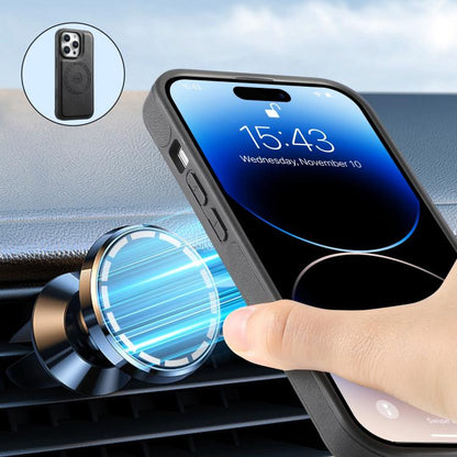 For iPhone 15 Plus/  14 Plus Denior D26 Skin Feel MagSafe Zipper Bag Leather Phone Case(Black) - iPhone 15 Plus Cases by Denior | Online Shopping UK | buy2fix