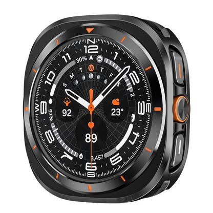 For Samsung Galaxy Watch Ultra 47mm Aluminum Alloy Metal PC Watch Protective Case(Black Orange) - Watch Cases by buy2fix | Online Shopping UK | buy2fix