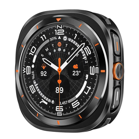 For Samsung Galaxy Watch Ultra 47mm Aluminum Alloy Metal PC Watch Protective Case(Black Orange) - Watch Cases by buy2fix | Online Shopping UK | buy2fix