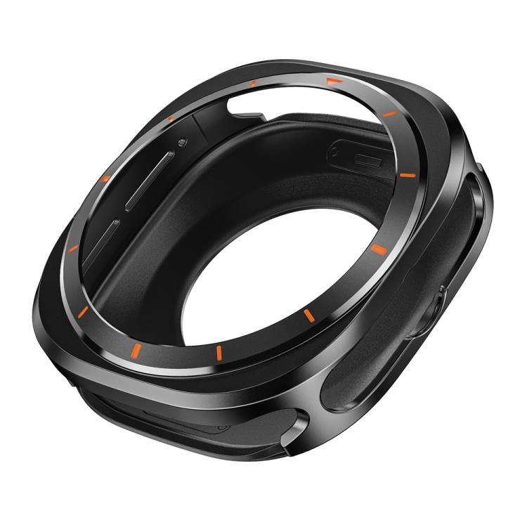 For Samsung Galaxy Watch Ultra 47mm Aluminum Alloy Metal PC Watch Protective Case(Black Orange) - Watch Cases by buy2fix | Online Shopping UK | buy2fix