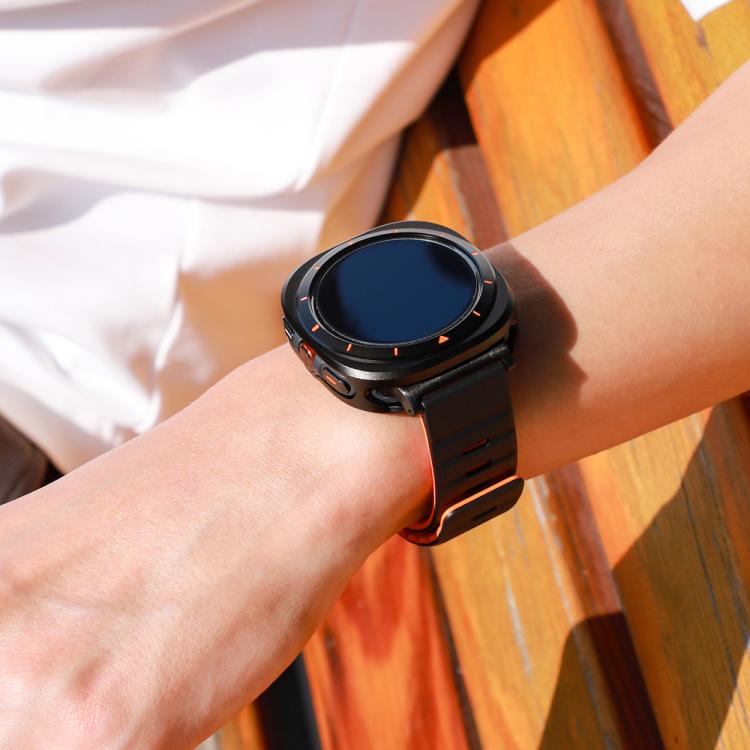 For Samsung Galaxy Watch Ultra 47mm Aluminum Alloy Metal PC Watch Protective Case(Black Orange) - Watch Cases by buy2fix | Online Shopping UK | buy2fix