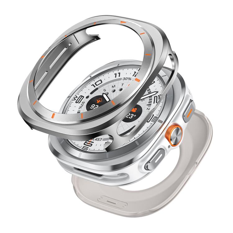 For Samsung Galaxy Watch Ultra 47mm / Ultra 2025 Aluminum Alloy Metal PC Watch Protective Cover(Grey Orange) - Watch Cases by buy2fix | Online Shopping UK | buy2fix