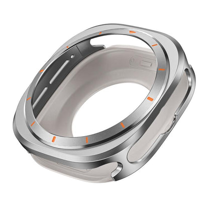 For Samsung Galaxy Watch Ultra 47mm / Ultra 2025 Aluminum Alloy Metal PC Watch Protective Cover(Grey Orange) - Watch Cases by buy2fix | Online Shopping UK | buy2fix