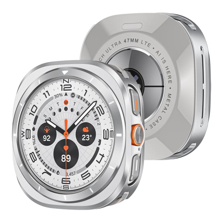 For Samsung Galaxy Watch Ultra 47mm Aluminum Alloy Metal PC Watch Protective Case(Silver Orange) - Watch Cases by buy2fix | Online Shopping UK | buy2fix