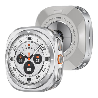 For Samsung Galaxy Watch Ultra 47mm Aluminum Alloy Metal PC Watch Protective Case(Silver Orange) - Watch Cases by buy2fix | Online Shopping UK | buy2fix