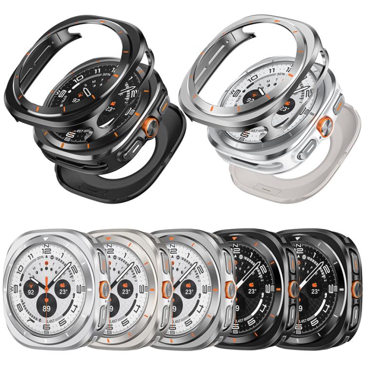 For Samsung Galaxy Watch Ultra 47mm / Ultra 2025 Aluminum Alloy Metal PC Watch Protective Cover(Grey Orange) - Watch Cases by buy2fix | Online Shopping UK | buy2fix