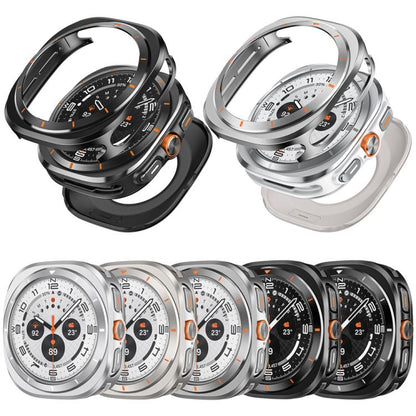 For Samsung Galaxy Watch Ultra 47mm Aluminum Alloy Metal PC Watch Protective Case(Silver Orange) - Watch Cases by buy2fix | Online Shopping UK | buy2fix