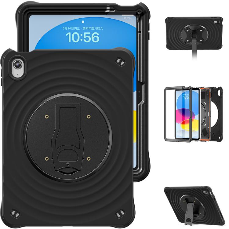 For iPad 2025 / 2022 Holder Silicone Hybrid PC Tablet Case(Black) - iPad 2025 / 2022 Cases by buy2fix | Online Shopping UK | buy2fix