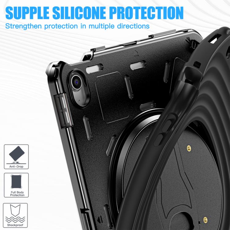 For iPad 2025 / 2022 Holder Silicone Hybrid PC Tablet Case(Black) - iPad 2025 / 2022 Cases by buy2fix | Online Shopping UK | buy2fix