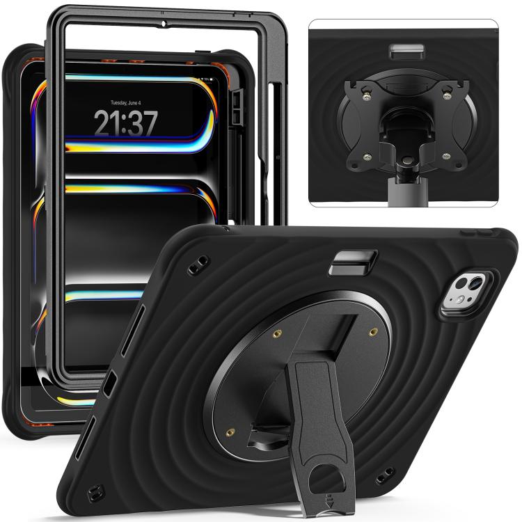 For iPad Pro 11 2024 Holder Silicone Hybrid PC Tablet Case(Black) - iPad Pro 11 2024 Cases by buy2fix | Online Shopping UK | buy2fix