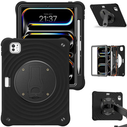 For iPad Pro 11 2024 Holder Silicone Hybrid PC Tablet Case(Black) - iPad Pro 11 2024 Cases by buy2fix | Online Shopping UK | buy2fix