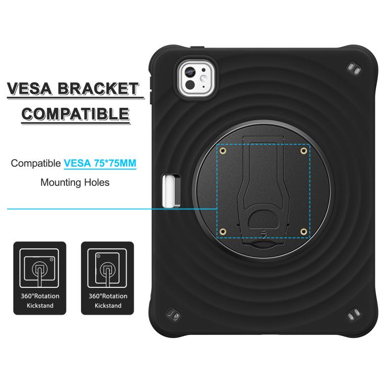 For iPad Pro 11 2024 Holder Silicone Hybrid PC Tablet Case(Black) - iPad Pro 11 2024 Cases by buy2fix | Online Shopping UK | buy2fix