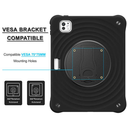 For iPad Pro 11 2024 Holder Silicone Hybrid PC Tablet Case(Black) - iPad Pro 11 2024 Cases by buy2fix | Online Shopping UK | buy2fix